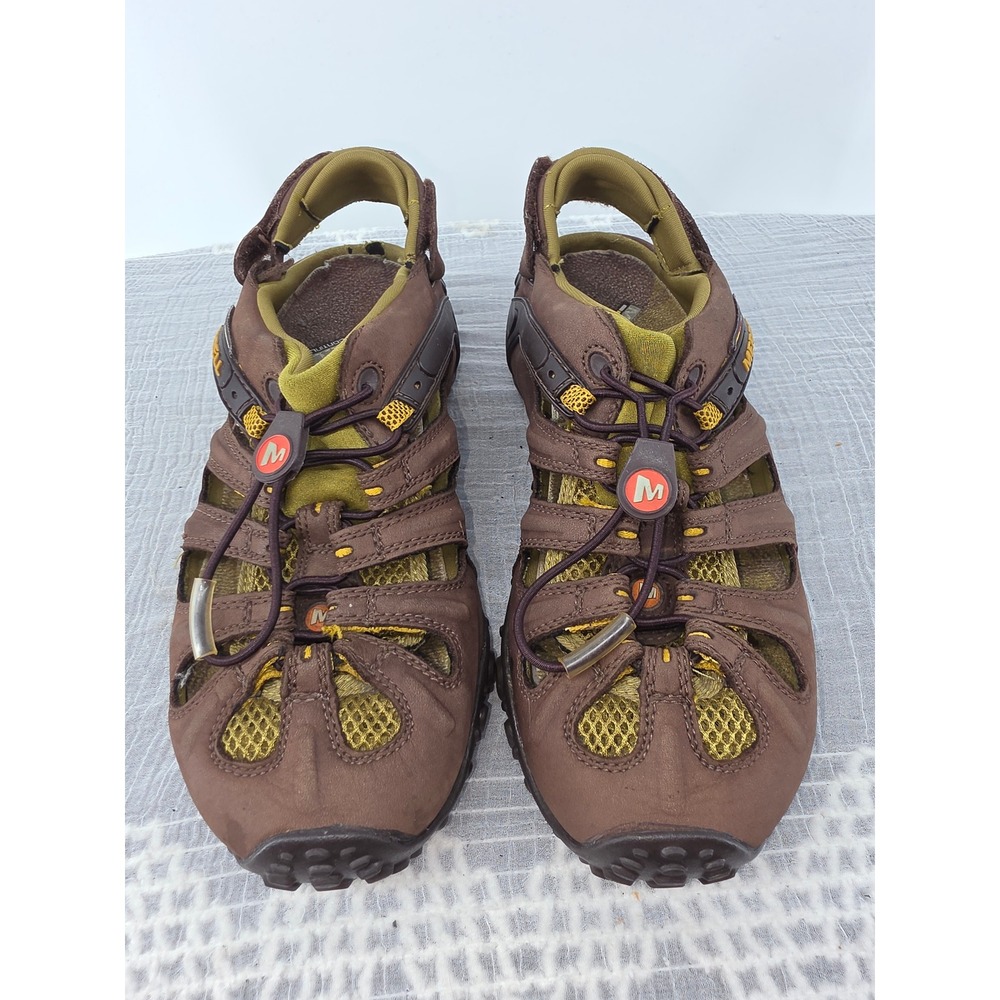 Merrell Chameleon II Leather Web Hiking Sandals Brown Vibram Mens 8.5 Womens 10